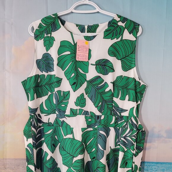 Leaf Print Dress ~ 2XL - Picture 2 of 3